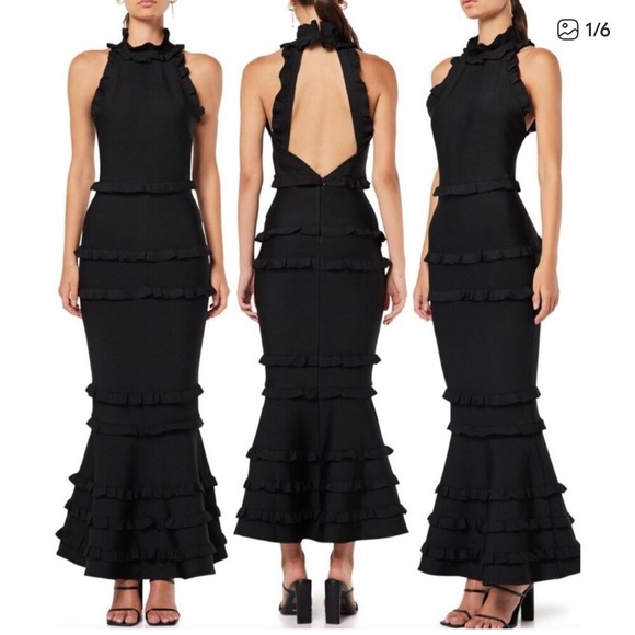 Elliatt Dresses & Skirts - ELLIATT Theatrical Mermaid Gown Ruffled Black Size Medium